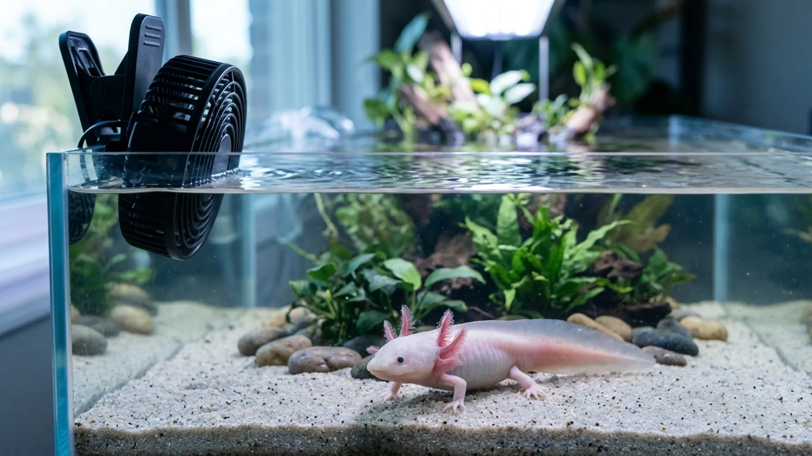 Axolotl-Temperatur: So bleibt das Becken im Sommer kühl