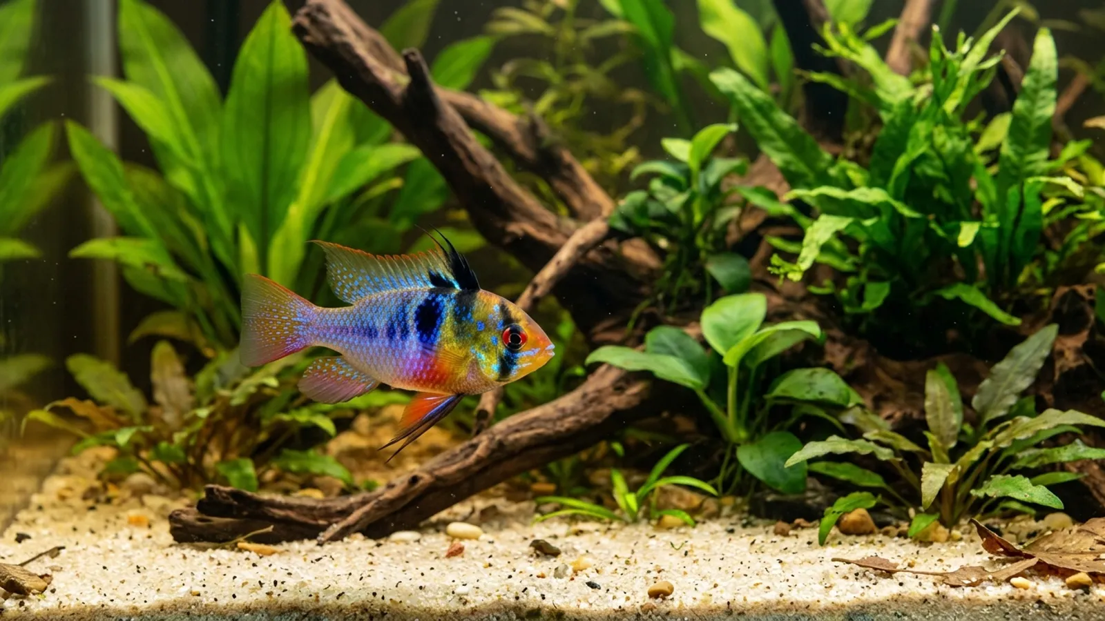 Schmetterlingsbuntbarsch (Mikrogeophagus ramirezi) — Foto